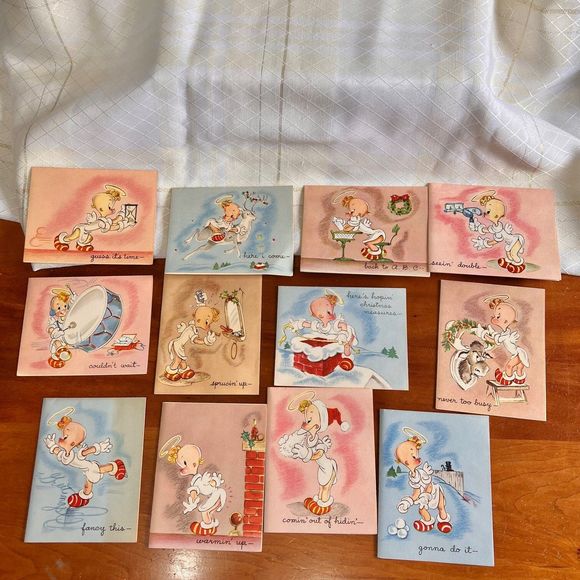 Vintage Christmas Cards Set, Smarty Pants Series Cartoon Christmas Greeting Card - Picture 2 of 10